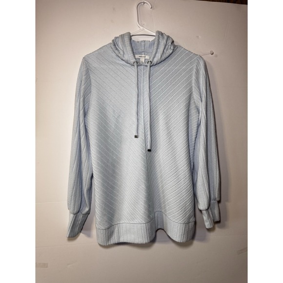 Nine West Tops - Nine West Ribbed Diagonal Knit Hoodie Women's Size M Pullover Casual‎ Athleisure